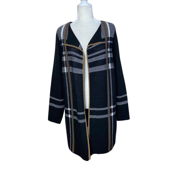 Charter Club Sweaters - Charter Club Open Front Windowpane Pattern Long Sweater Cardigan Size 2X